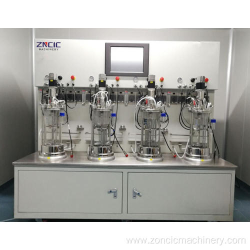 lab scale multi-parallel mechanical stirred glass biorector fermenter system